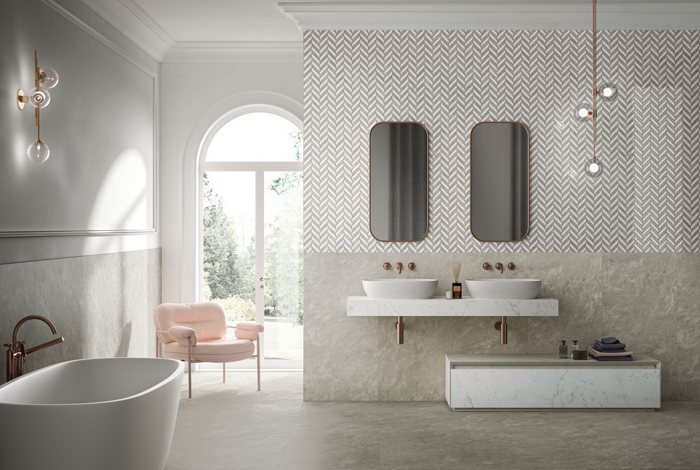 GRIGIO_VERSILIA_FADE_60X120_GRIGIO_VERSILIA_STATUARIETTO_MOSAICO_CHEVRON_POLISHED_30X33_GRIGIO_VERSILIA_FADE_60X120