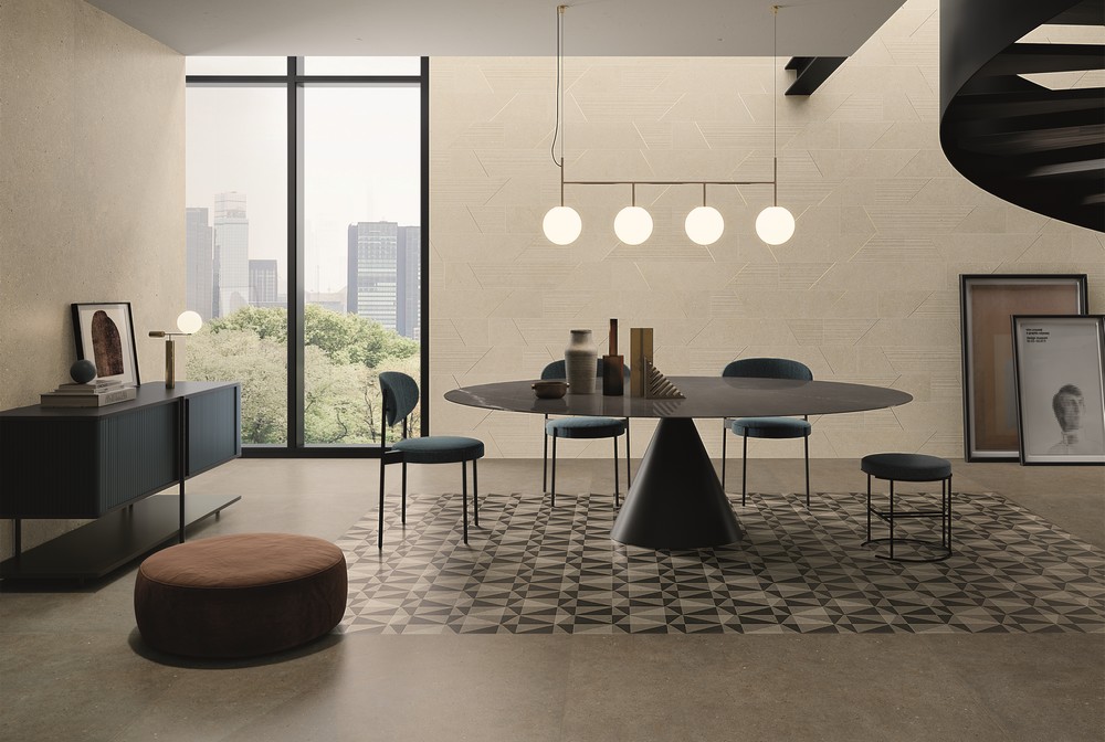 Italgraniti_silver grain_living angolo pranzo