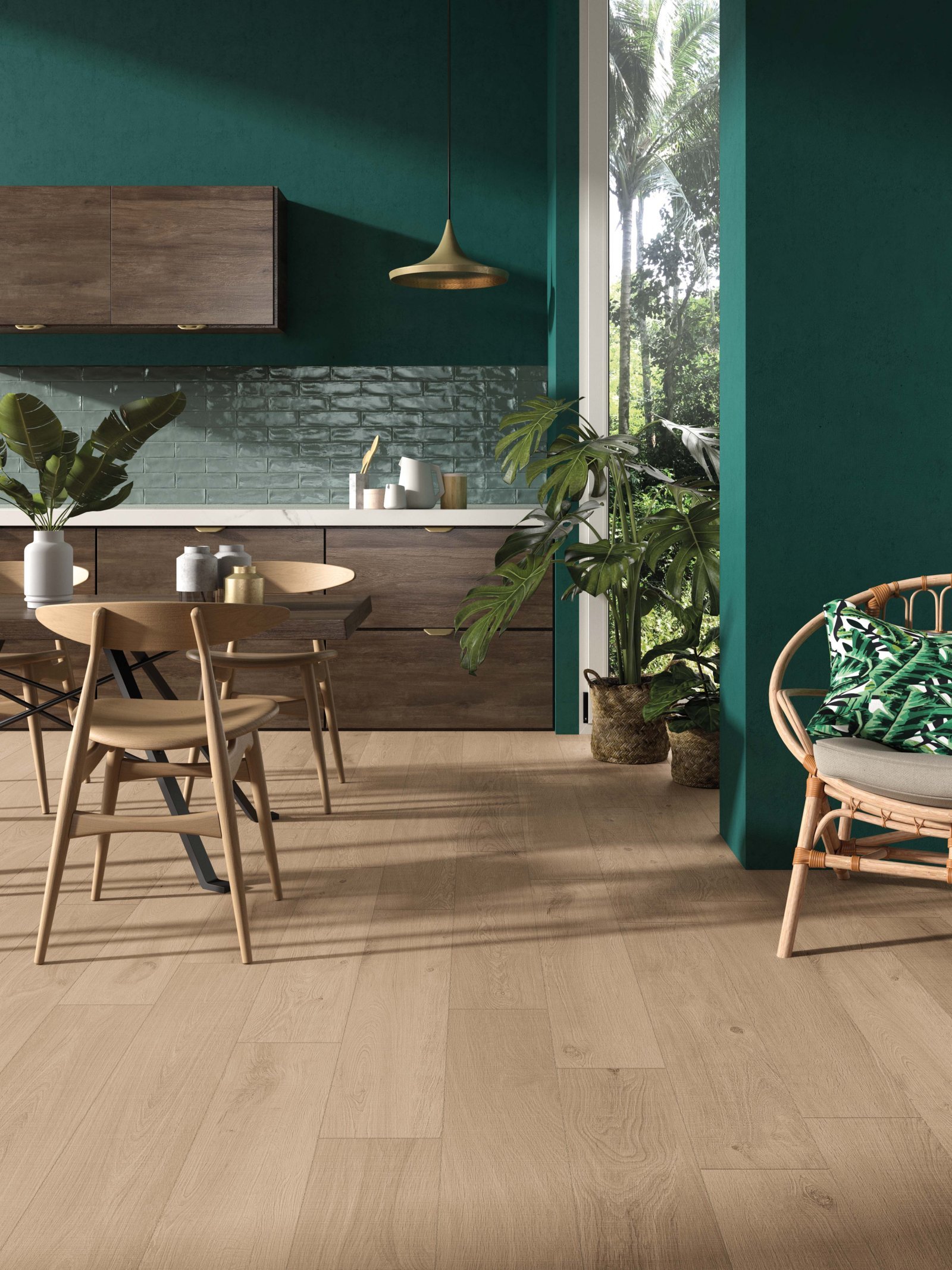 WOOD AMBER 20X120 + BRICK SAGE